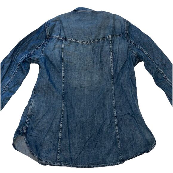 J Crew Denim Pearl Snap Buttons Shirt Top Women's Sz. 12 Slim - Picture 5 of 9